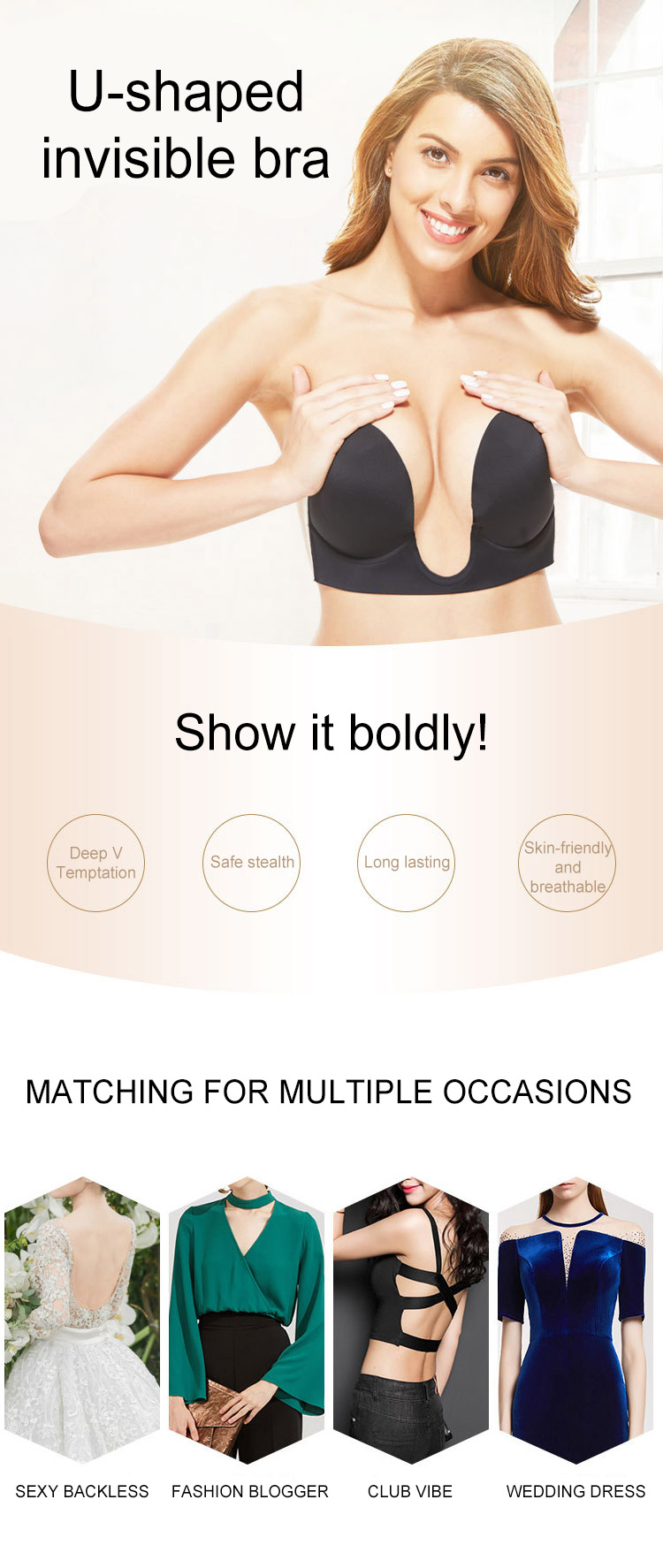 invisible adhesive backless strapless bra,stylish bra